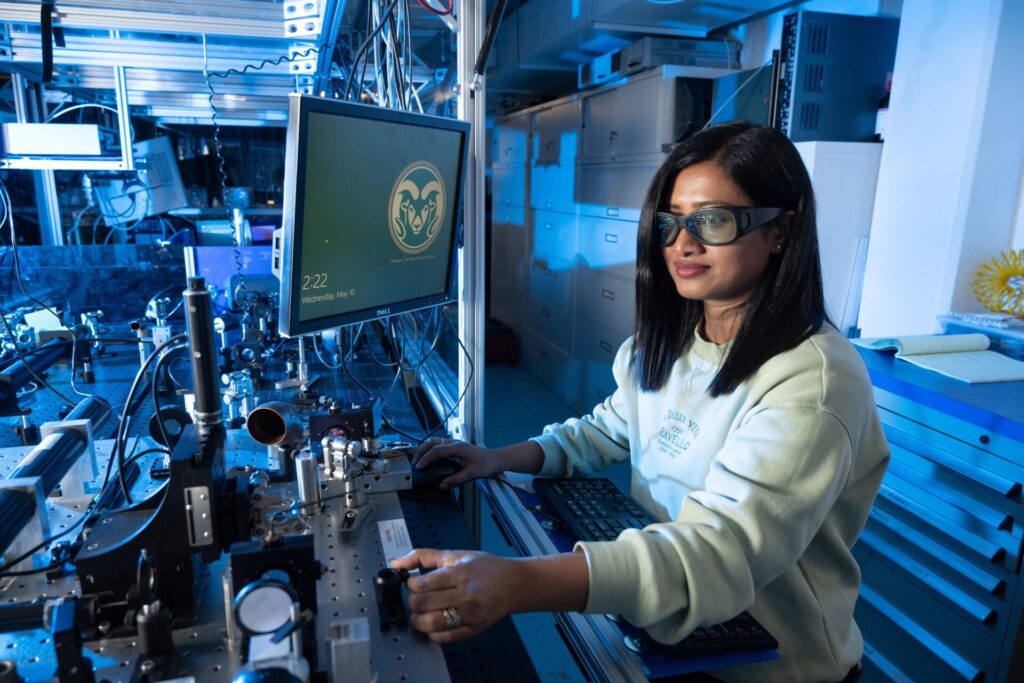 Student in Laser lab