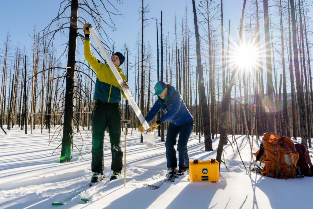 Research assistants take snow hydro and depth probe samples